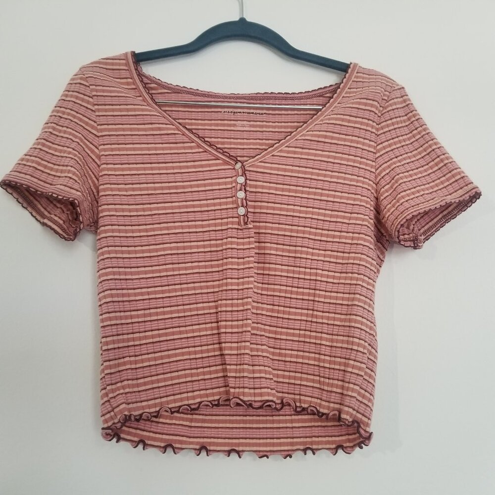 American Eagle Stripped Crop top M NWT